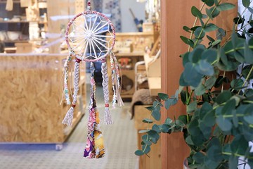 和風花形圖案捕夢網掛飾