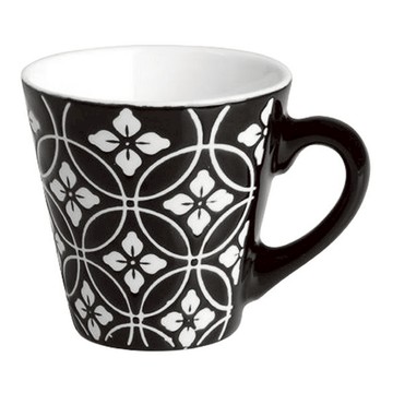 EXCELSA Etnika新骨瓷濃縮咖啡杯 90ml  1個  黑白窗花 黑色 + 白色