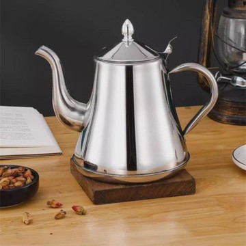 特厚不銹鋼茶水壺大容量咖啡手沖壺餐廳酒店金色泡茶壺家用卡士壺
