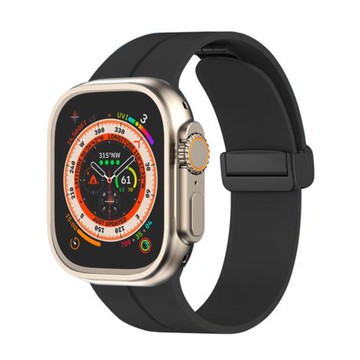 適用apple watch9/8硅膠ultra表帶iwatch7蘋果s10手表se/s7運動s6折疊扣6/5/4/3代男女s9智能配件磁吸手表帶