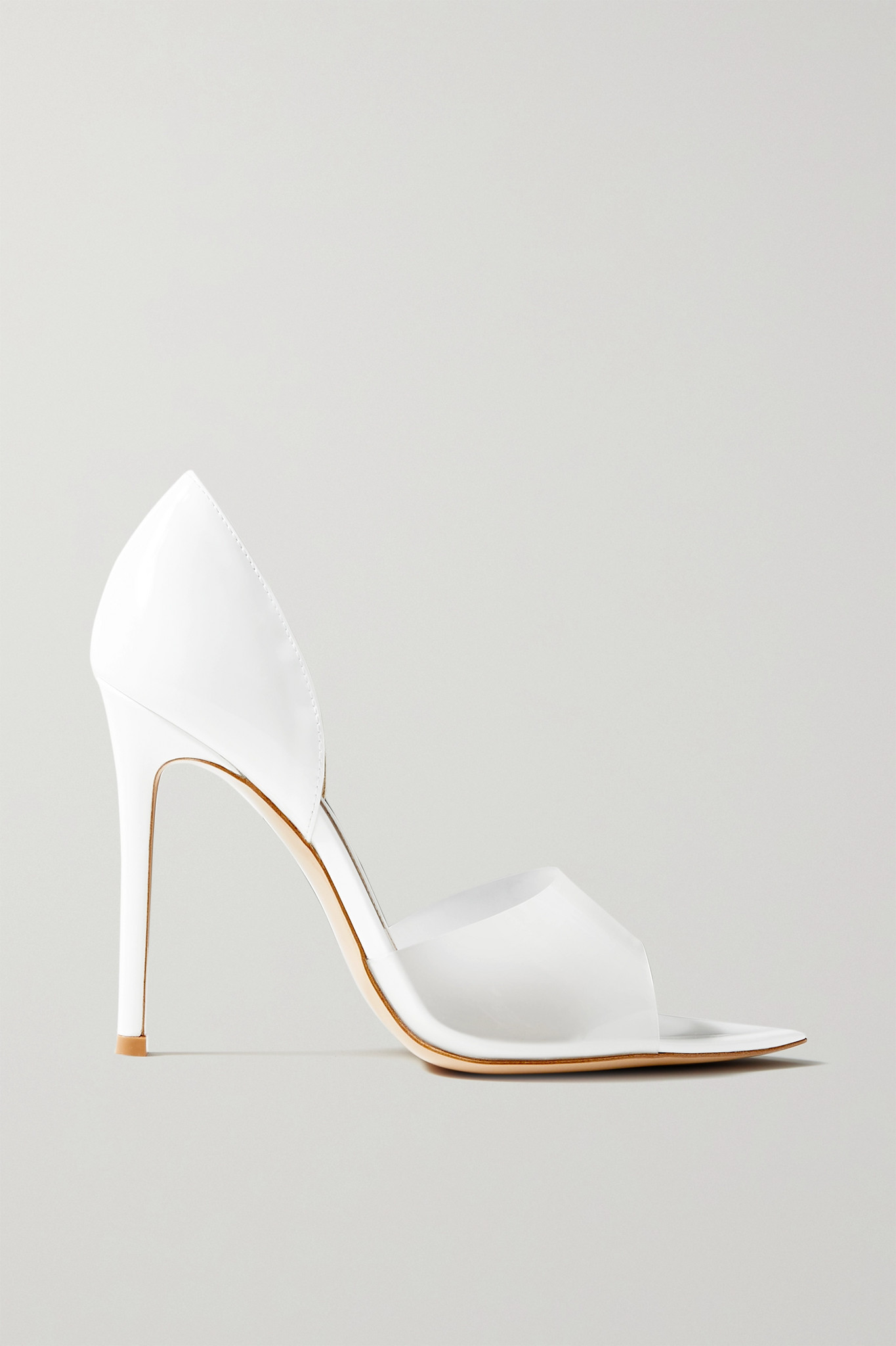Gianvito Rossi - Bree 105 Pvc-trimmed Patent-leather Pumps - White - IT39.5