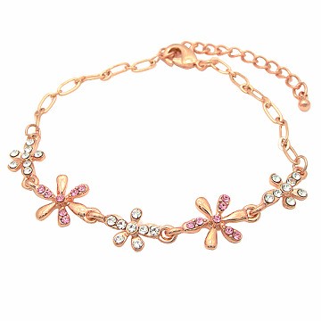 【Charme】韓國新品 花之物語 玫瑰金水晶 手鍊