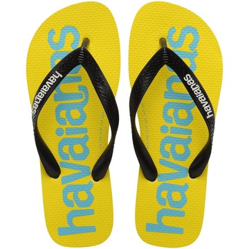 havaianas 哈瓦士 巴西人字拖 男款 Logomania II 黃底黑帶 涼鞋 拖鞋 夾腳拖 海灘鞋＊夏日微風＊