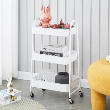 E家工廠 45公分三層置物架 收納架 三層推車置物架 166-KC（白色）