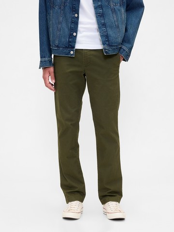 男裝 棉質微彈直筒卡其褲-軍綠色