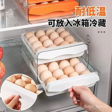臺灣36H 冰箱鷄蛋收納盒廚房多層鷄蛋盒傢用保鮮盒雙層帶蓋收納抽屜式蛋盒　防碰撞 大容量雙層 雞蛋放置盒 雞蛋盒　雞蛋收