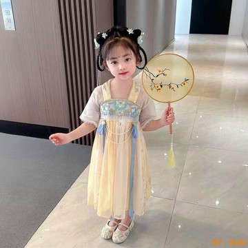 【Hi！Kids】漢服兒童中國風新款兒童公主裙薄款套裝古風寶寶連衣裙兒童女夏款【COCO】