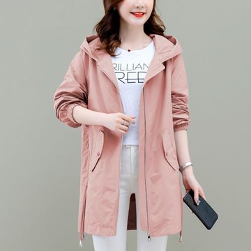 風衣女小個子2025新款中長款連帽大碼中年媽媽胖mm春秋裝寬松外套