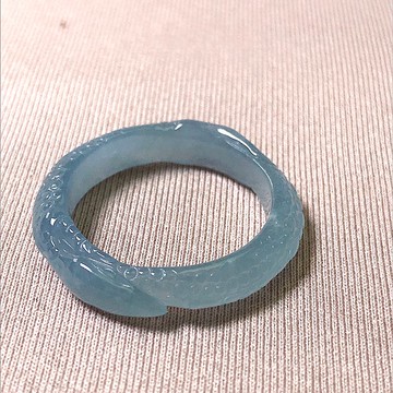 冰種藍水翡翠蛇戒 | 天然A貨翡翠 | 國際15圍 | 送禮