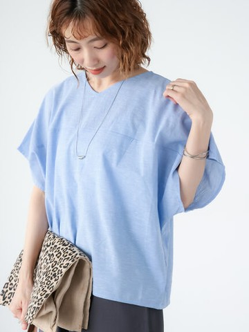 素色/條紋寬鬆V領棉麻襯衫(FD46L0A1480) - Lugnoncure