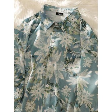 夏威夷花襯衫男夏季薄款潮牌短袖襯衣復古港風冰絲休閑男裝沙灘服