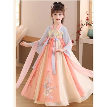 女童漢服超仙中國風兒童春秋古裝小女孩連衣襦裙唐裝2024年春夏季