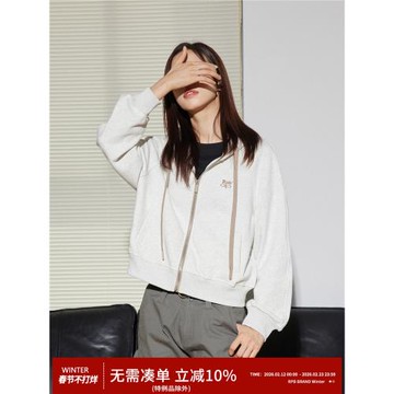 RPB BRAND韓系日常休閑基礎通勤短款上衣連帽衛衣外套拉鏈帽衫女