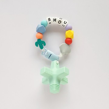 客製化 27公分 SHOU 仙人掌 貝殼 淺綠色消波塊固齒器