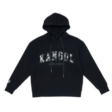 KANGOL 男女 落肩迷彩印花帽T 黑 6455105220