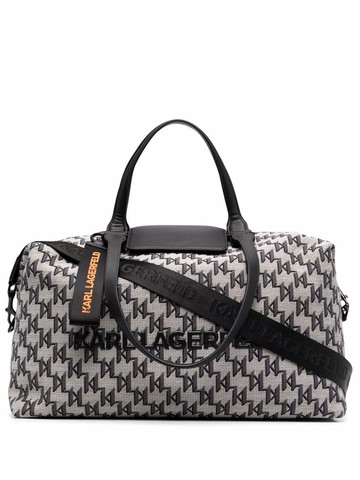 Karl Lagerfeld - K/Monogram jacquard weekender - women - Cotton/Leather/Polyester - One Size - Neutrals