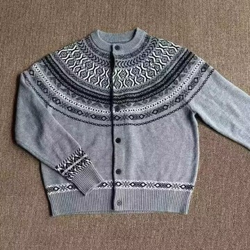 設計感提花針織小外套男秋季新款圓領休閒保暖上衣男