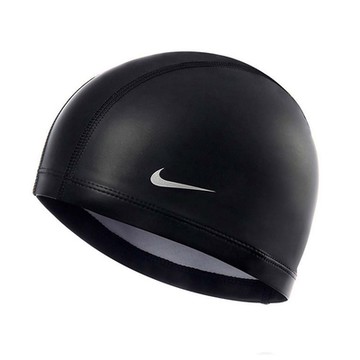 NIKE 成人抗氯塗層泳帽-游泳 戲水 海邊 沙灘 NESS4600-001 黑銀