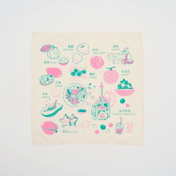 【印花樂】包布巾/台灣水果/綠粉