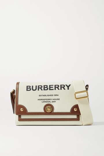 Burberry - Leather-trimmed Printed Canvas Shoulder Bag - Ecru - one size