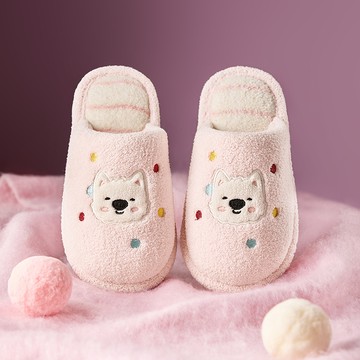 Cheerful Mario幸福瑪麗 可愛小狗圖案兒童棉拖鞋 女童可愛室内女孩秋冬居家絨毛拖鞋