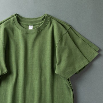 牛油果綠270g重磅純棉夏季短袖t恤純色寬松百搭復古打底衫男女款