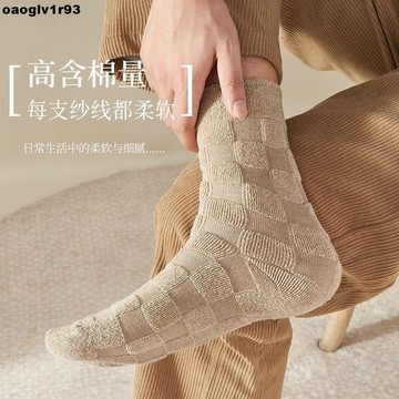 襪子 冬季厚襪子男純棉毛巾中筒襪保暖毛圈襪抑菌透氣不臭腳居家地板襪