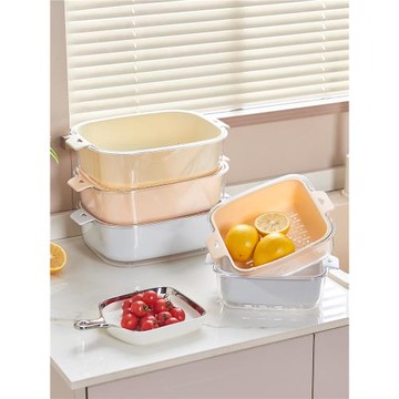 2025新款洗菜盆瀝水籃廚房洗水果盤家用雙層淘菜菜籃子客廳水果盤