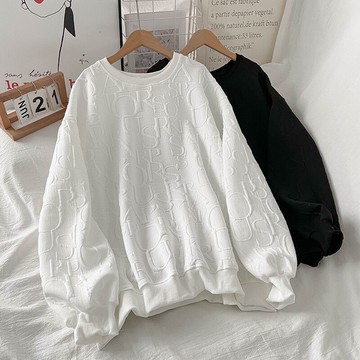 年早秋新款韓版字母衛衣女寬松百搭圓領套頭設計感小眾上衣潮