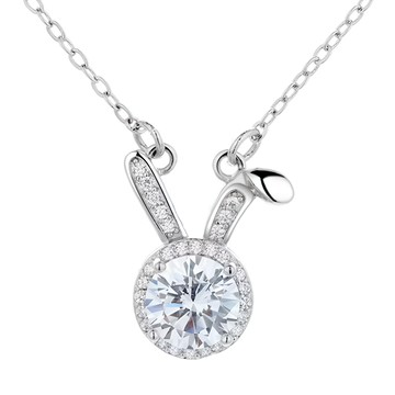 CF 項鍊 莫桑鑽 D色 FL淨度 3EX切工  1克拉  兔耳鎖骨