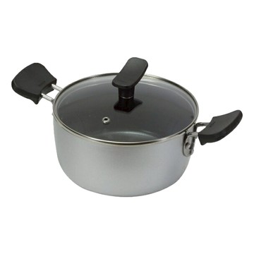 珍珠金屬 不沾塗層雙耳鍋 全熱源/IH適用  灰色  18cm  1個