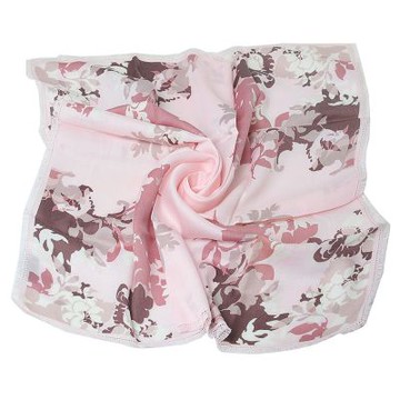 BURBERRY 繽紛花朵圖騰流蘇邊棉質大帕領巾(粉紅系/60CM)