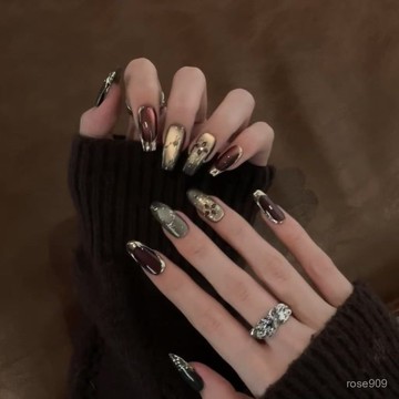 ✨Hannah✨黑色穿戴貓眼氣質成品辣妹手工高級爆閃可拆卸美甲純手工甲片漸變貓眼穿戴甲 WTG9