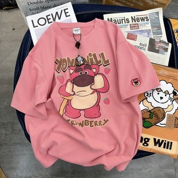 ✨桃園出貨✨女童短袖T恤2024夏季新款中大兒童韓版可愛寬鬆卡通小熊夏裝上衣