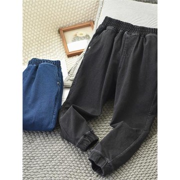 雙層保暖針織男童女童加絨牛仔褲
