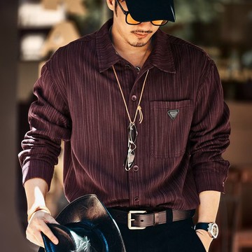 輕奢高級條紋襯衫男士外套 秋季2025新款潮牌休閒長袖衣服春秋襯衫外套