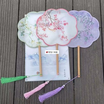 可開發票☆【臺灣優選】💕兒童復古風團扇古典宮扇古風圓扇子漢服女扇旗袍走秀演出舞蹈扇