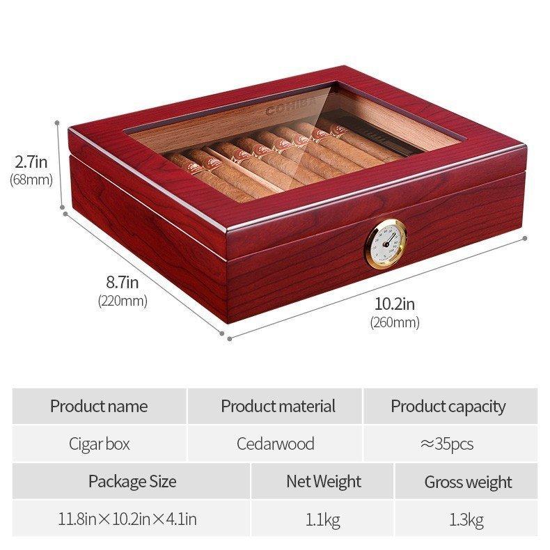 シガレットケース ポータブル スペイン 杉 シガーケース 木材 旅行 葉巻 ヒュミドール 加湿器 湿度計 ブラウン 収納ボックス CA-0121