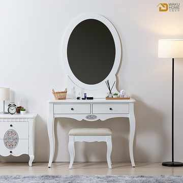 wakuhome 瓦酷家具 新古典 潔白3.3尺化妝台(含椅)