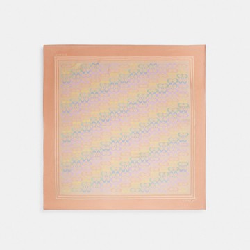 經典 SIGNATURE 彩虹色印花桑蠶絲方形圍巾