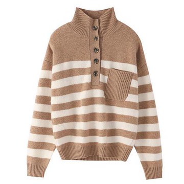 【米蘭精品】現貨+預購 100%羊毛衣針織衫發熱衣長袖保暖內搭加絨寬鬆大碼休閒-開襟翻領女上衣4色74nc49