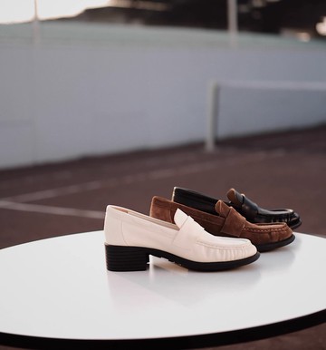 優雅多色 中跟復粗跟樂福鞋 手工製