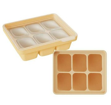 韓國MOYUUM白金矽膠副食品分裝盒6格(MMUM106942奶油黃) 390元