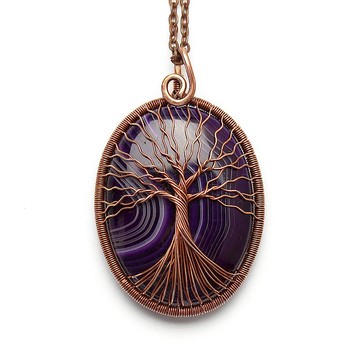 瑪瑙項鍊生命之樹吊墜聲明項鍊癒合石項鍊