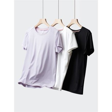 女士輕薄冰絲T恤 錦綸運動休閑圓領短袖上衣k