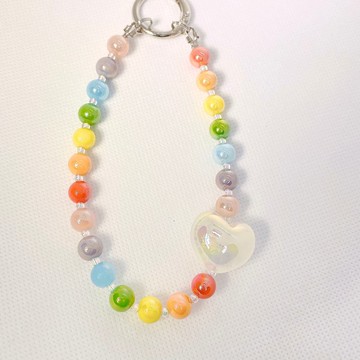 Rom828串珠手機鍊-彩虹心99