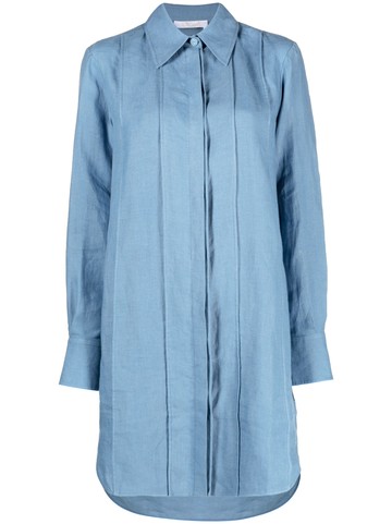 Chloé - lined long-sleeved shirt - women - Linen/Flax/ceramic - 36 - Blue