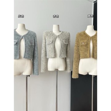 Hoy oh 獨衣無二 韓國小眾設計感ins小香風貴氣短款針織短款外套