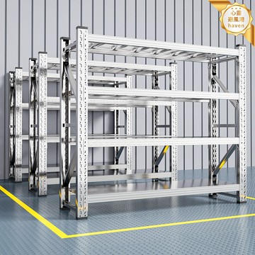 【重型承重】不鏽鋼貨架 倉儲貨架 置物架 儲物架 倉庫貨架 商用貨架 304不鏽鋼 多層可調節 免打孔安裝 廚房冷庫地下室通用