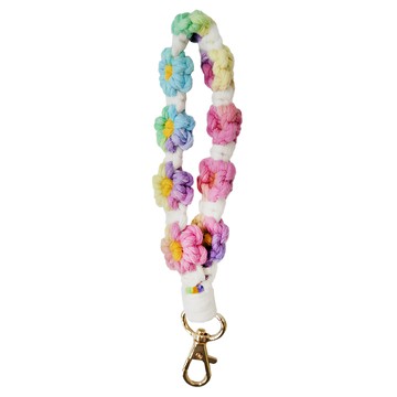 Timo 彩色小花手工編織短掛繩 牢固耐拉扯 適合出遊攜帶 柔軟棉線製成 觸感舒適 夏天不黏膩  沖繩彩  1條